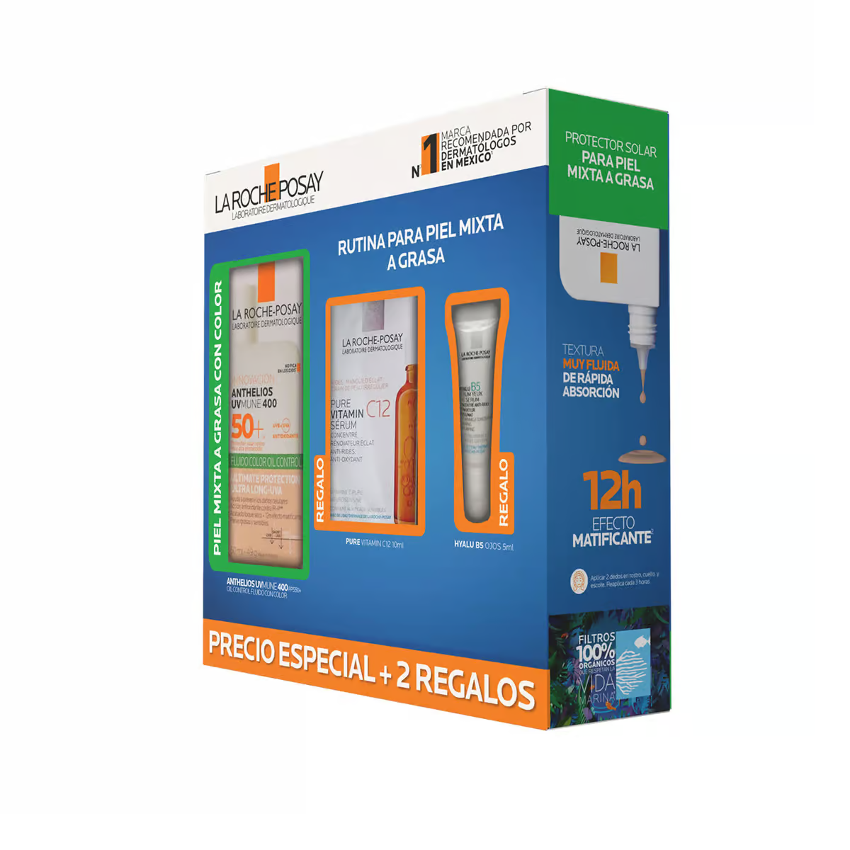 Kit La Roche-Posay Anthelios UVMune 400 Fluido Color Oil Control - vista lateral