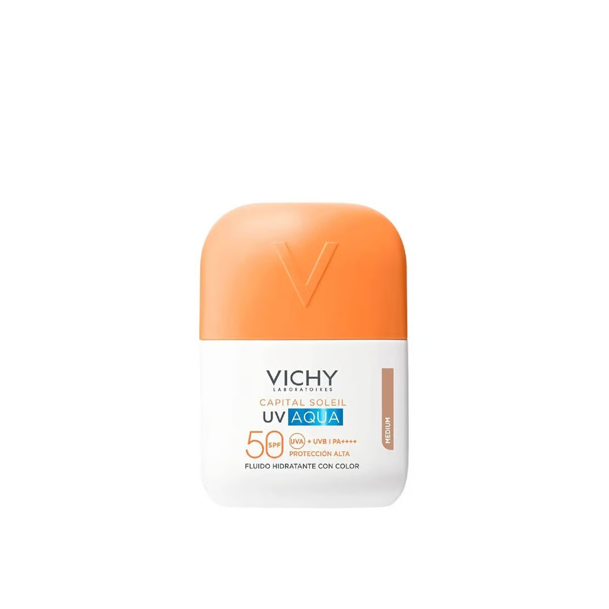 Vichy Capital Soleil UV Aqua Con Color Tono Medio SPF50 - Frente fondo blanco
