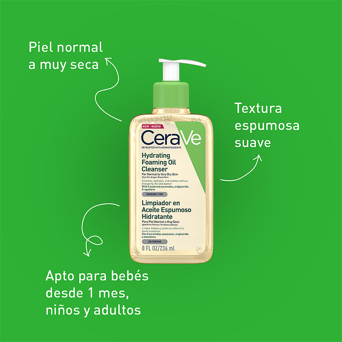 CERAVE LIMPIADOR ACEITE ESPUMOSO 236ML